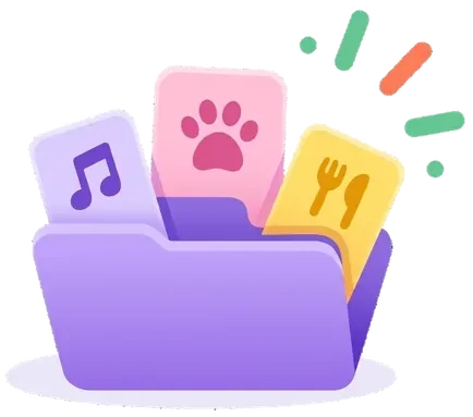 Illustration of a folder holding name category cards